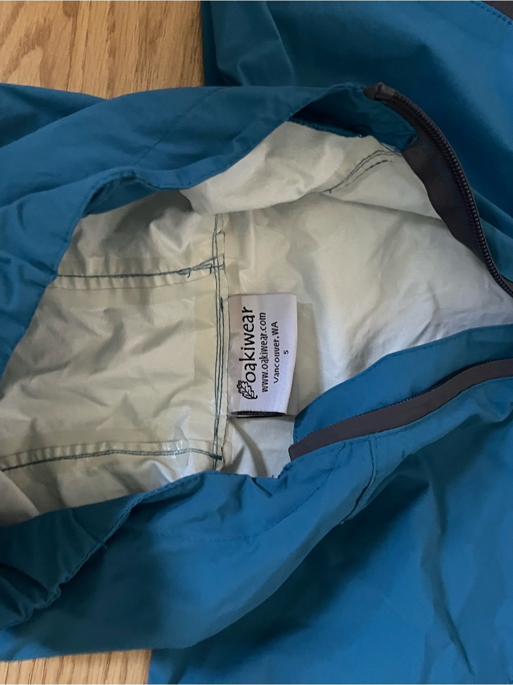 Oakiwear Teal Kids Waterproof One-Piece Trail Suit- Waterproof size 5 - Picture 3 of 4